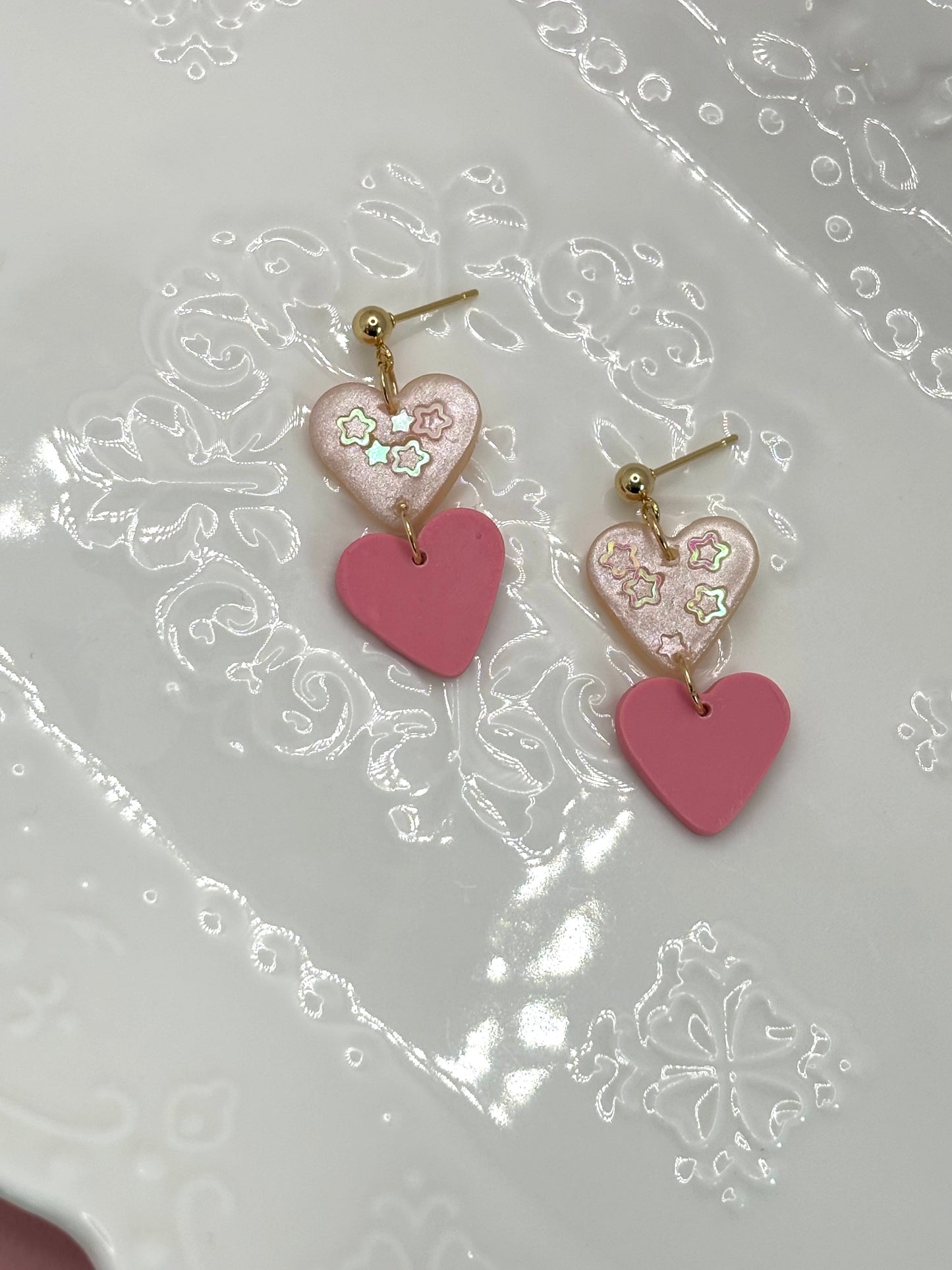 Pink dangly hearts