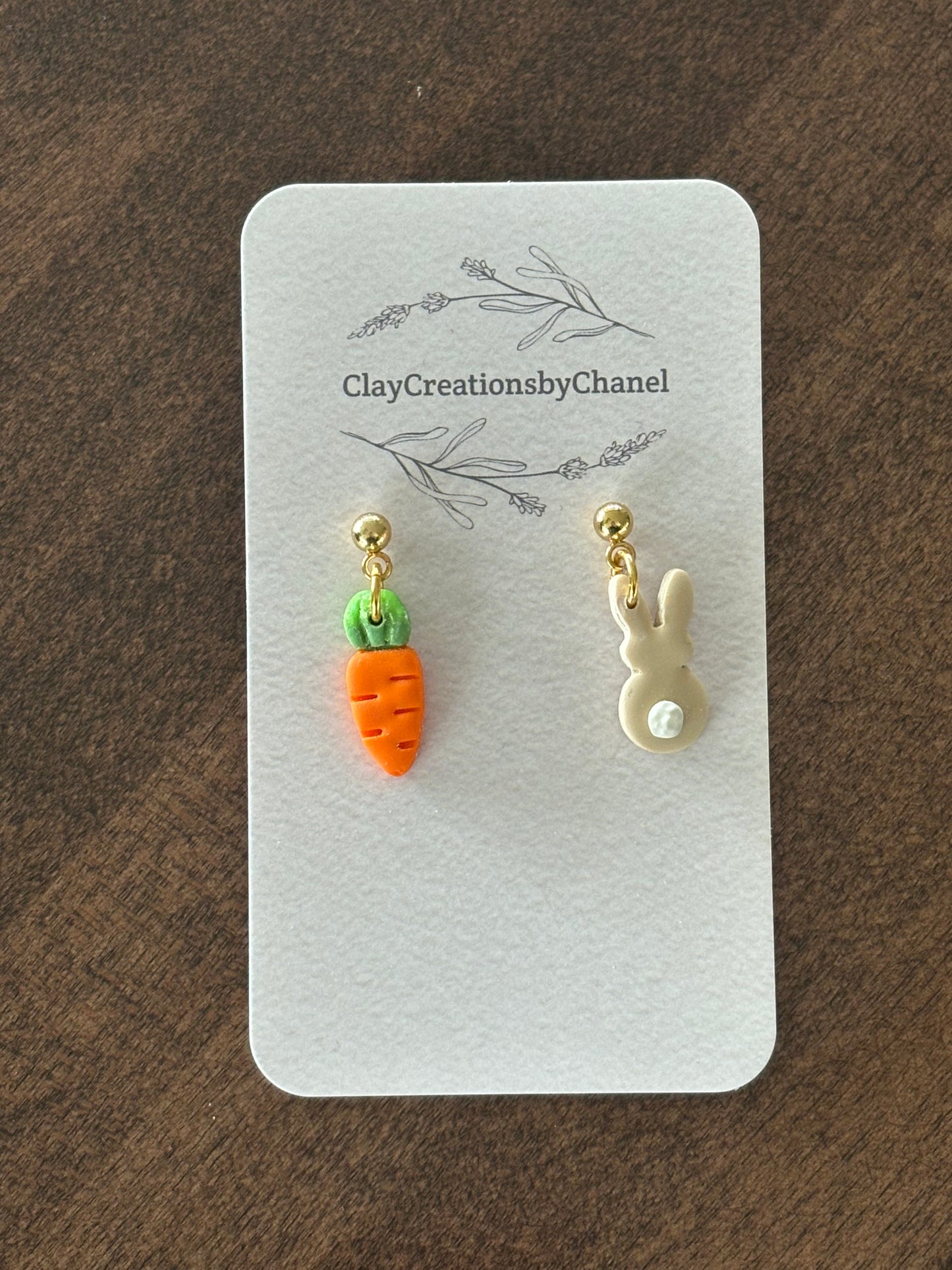 Bunny and carrot studs