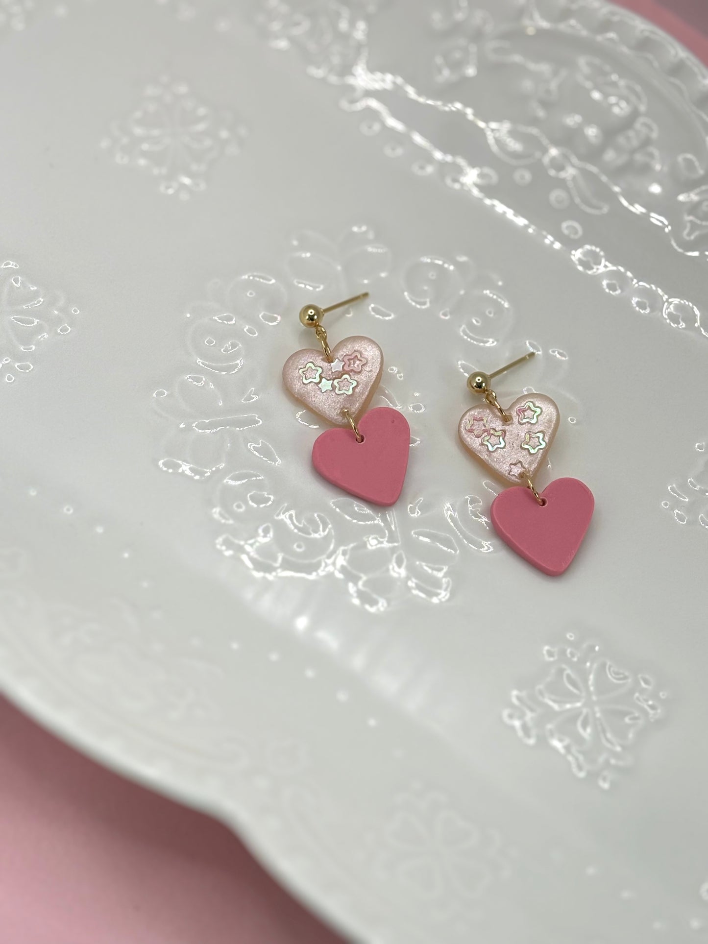 Pink dangly hearts