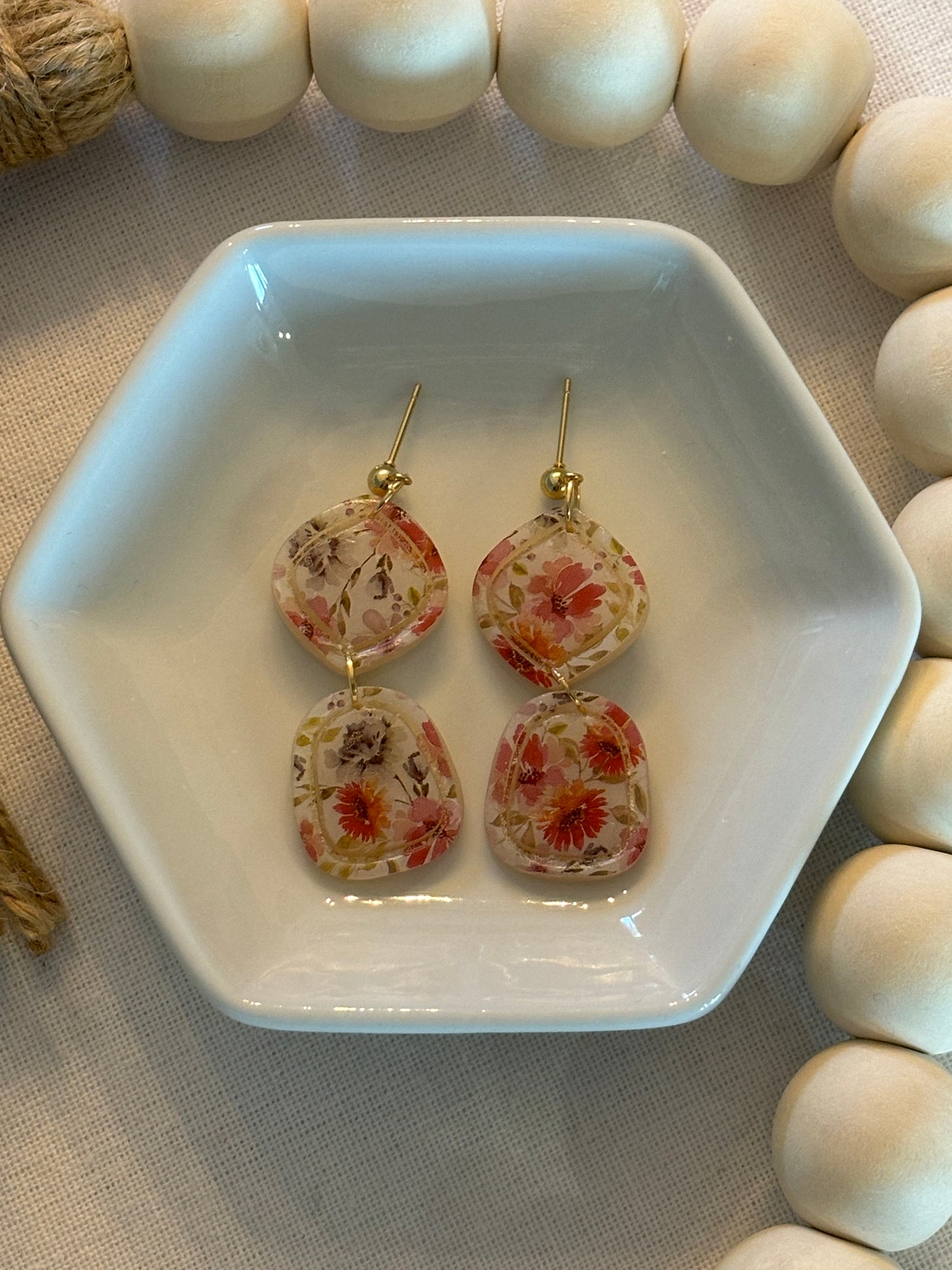 Floral translucent dangles