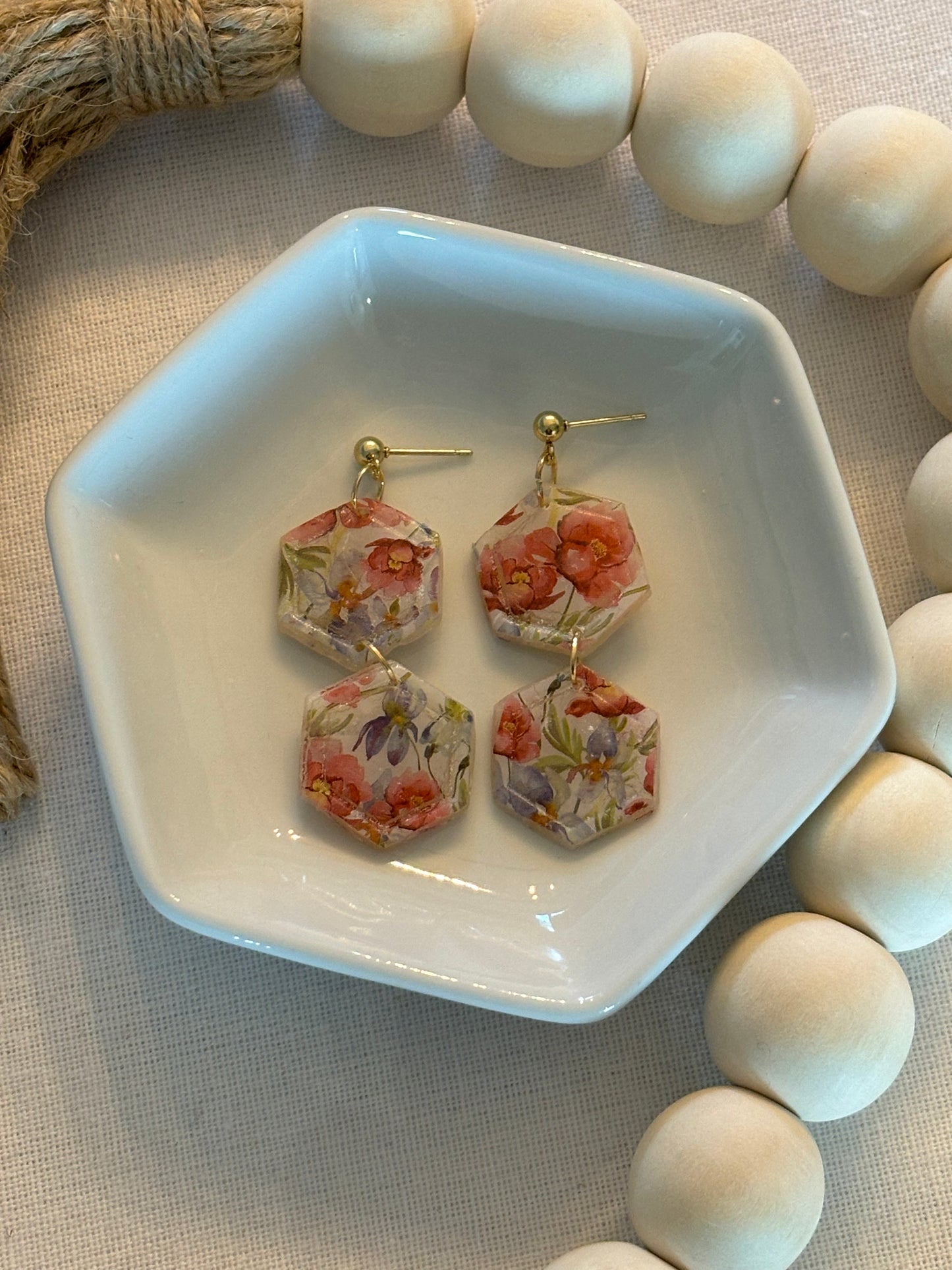 Floral translucent dangles